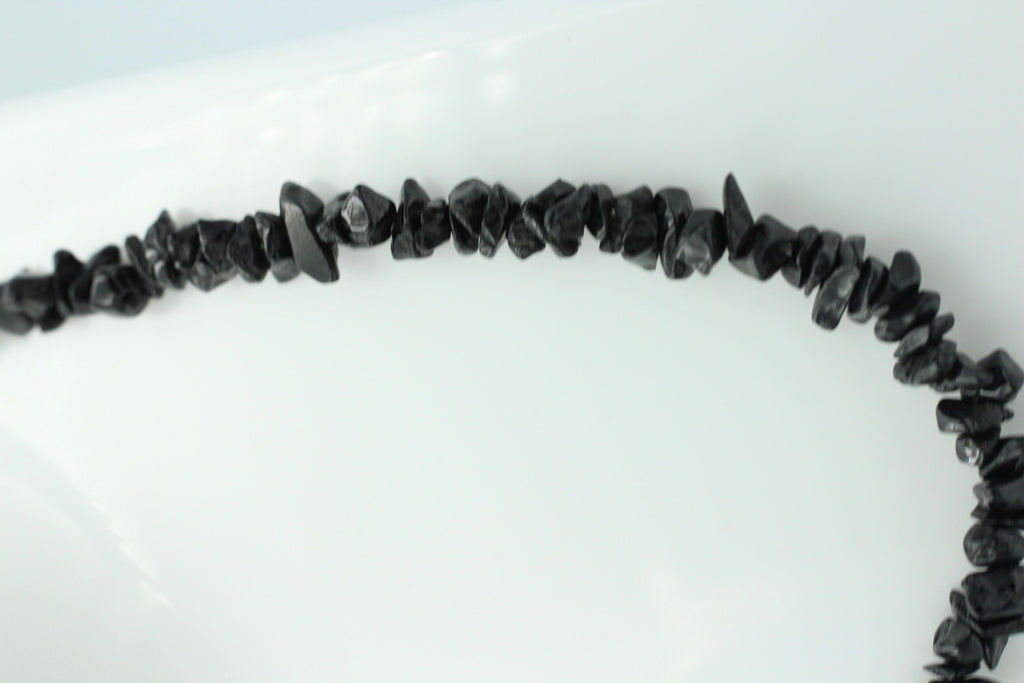 34,5 Carat schwarzes Spinell Collier Splitterkette 925 Silber mit Verlängerung