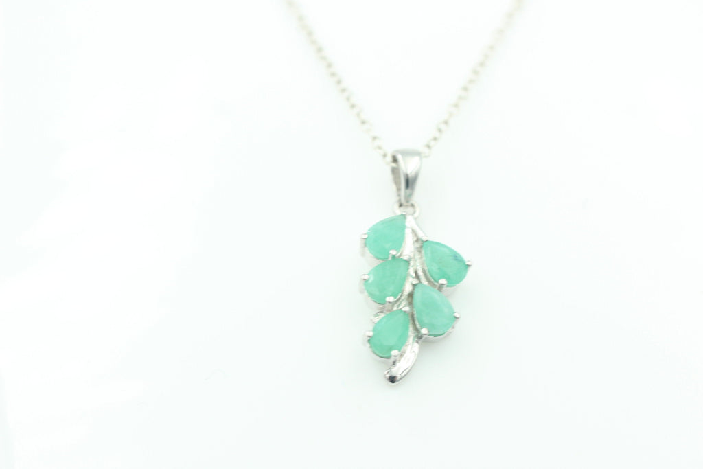 Edler 2,4 Carat Smaragd Anhänger 925 Silber Collier Kette Smaragdanhänger