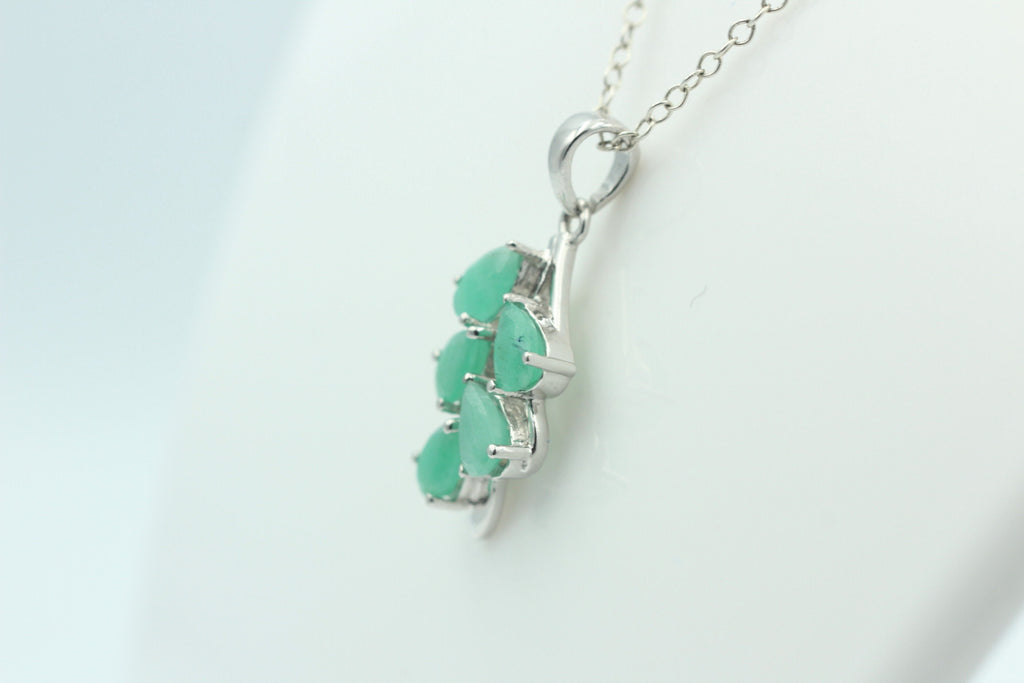 Edler 2,4 Carat Smaragd Anhänger 925 Silber Collier Kette Smaragdanhänger