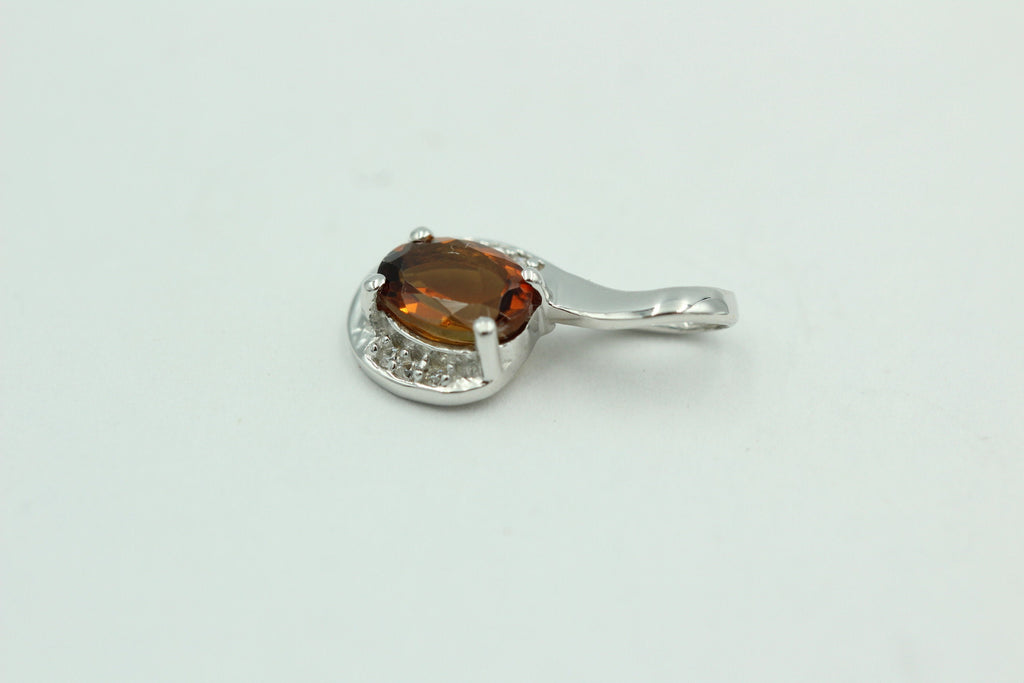 1,12 Carat Madeira Citrin Anhänger 925 Silber mit Zirkonia