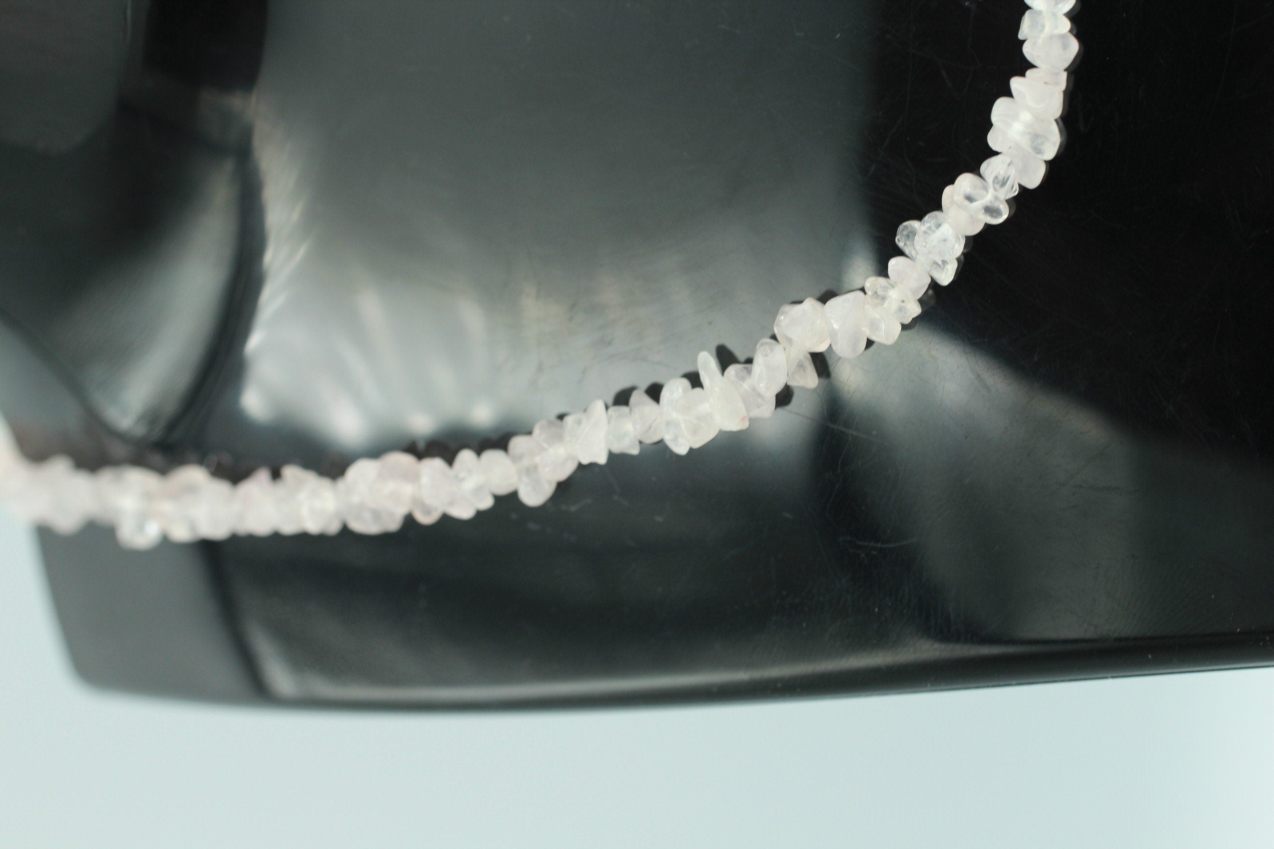 32 Carat Rosenquarz Collier Kette Splitterkette 925 Sterling Silber Top