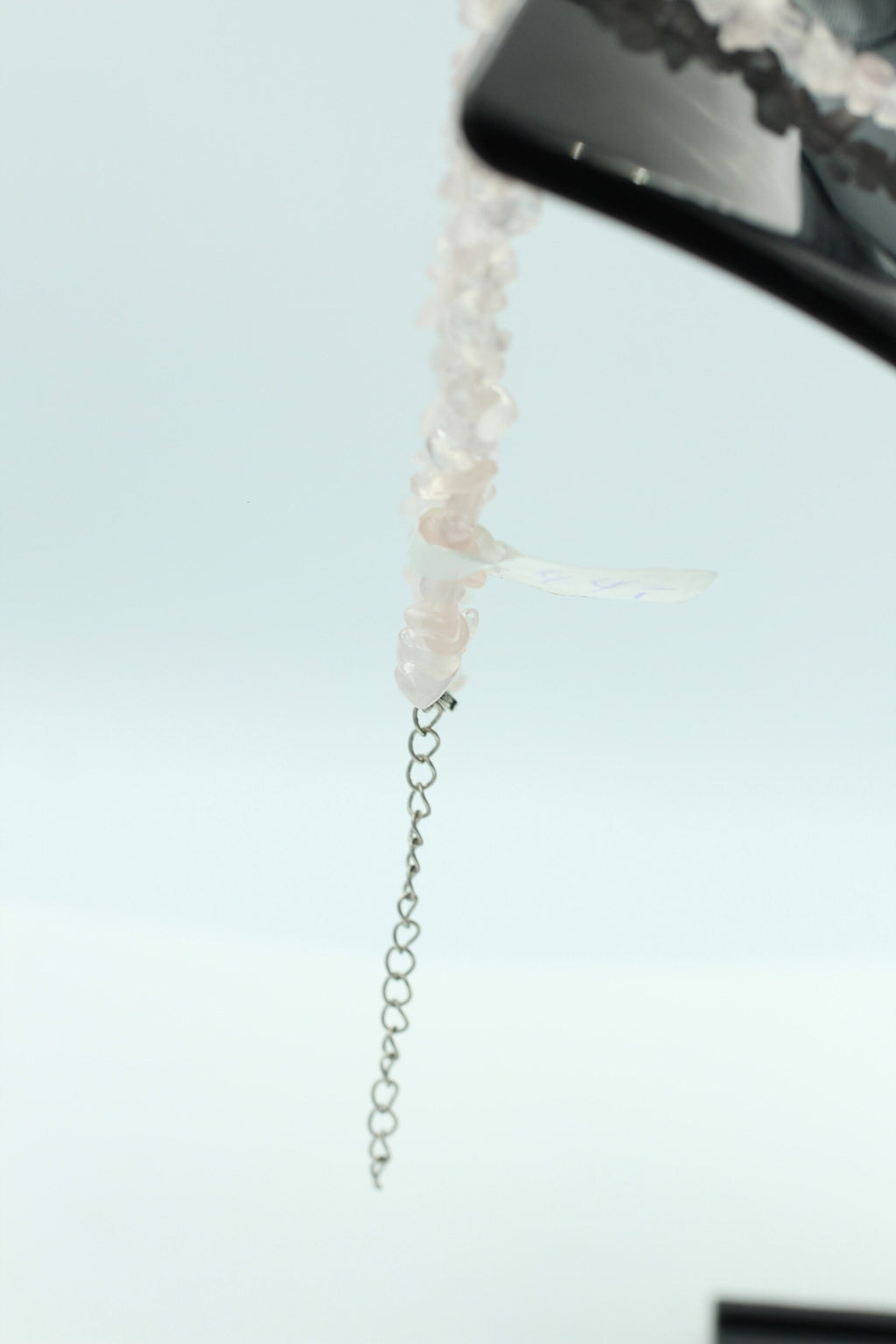 32 Carat Rosenquarz Collier Kette Splitterkette 925 Sterling Silber Top