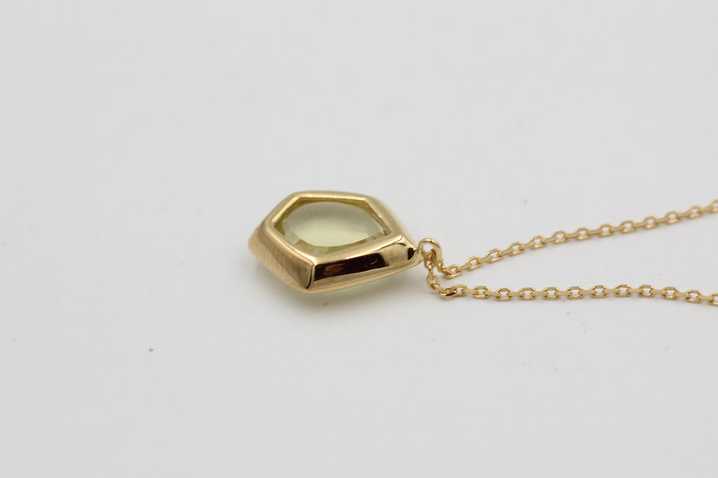 Design 2,3 Carat Lemon Quarz Collier 925 Slber hochwertig vergoldet
