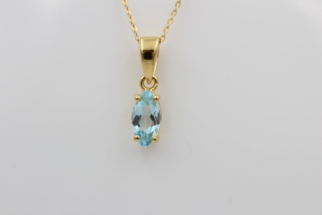 1,02 Carat Blautopas Anhänger Marquiseschliff 925 Silber vergoldet