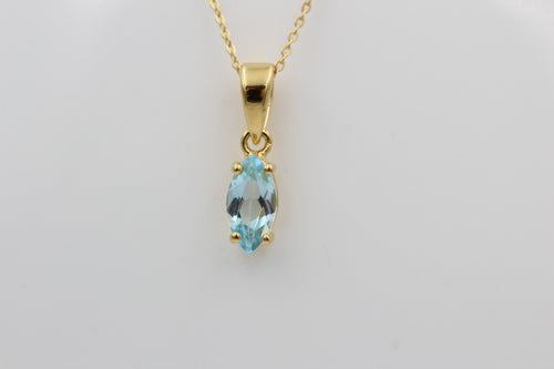 1,02 Carat Blautopas Anhänger Marquiseschliff 925 Silber vergoldet