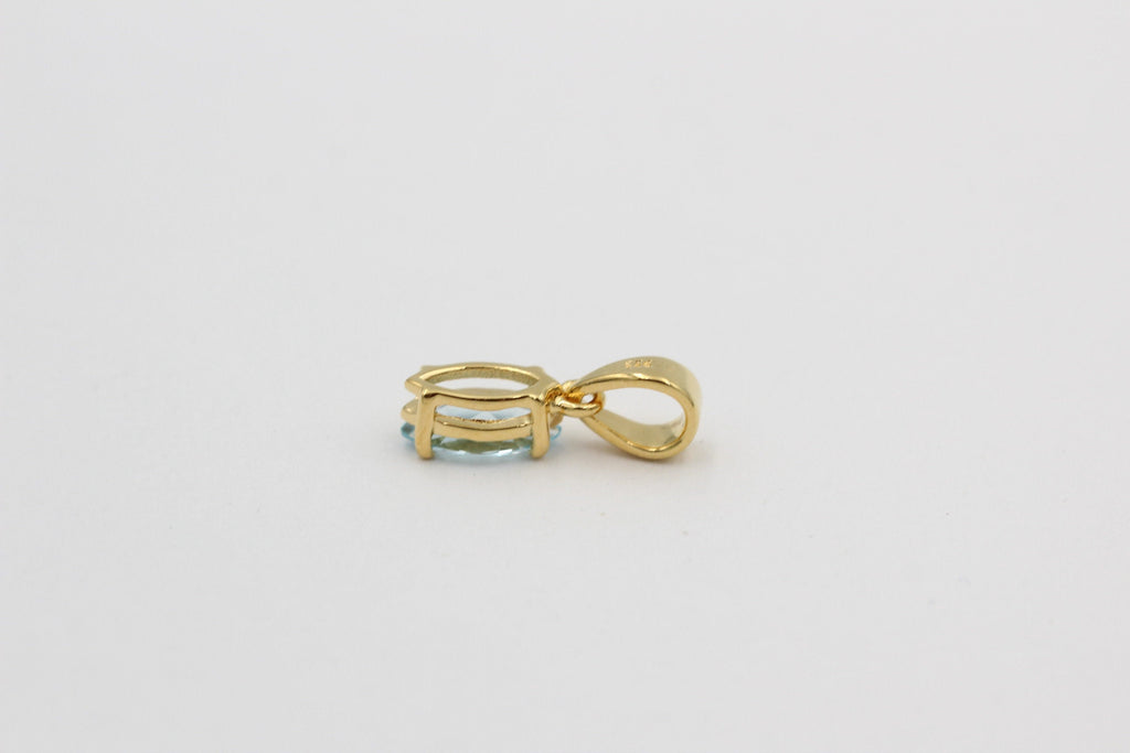 1,02 Carat Blautopas Anhänger Marquiseschliff 925 Silber vergoldet