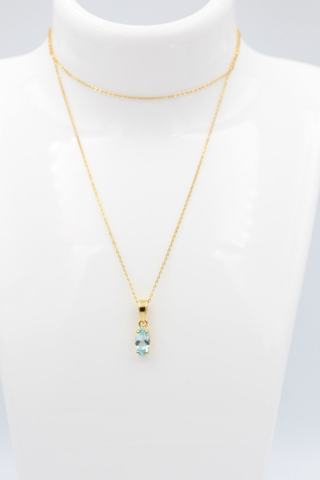 1,02 Carat Blautopas Anhänger Marquiseschliff 925 Silber vergoldet