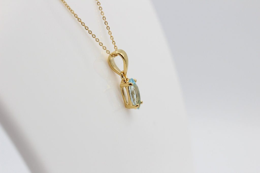 1,02 Carat Blautopas Anhänger Marquiseschliff 925 Silber vergoldet