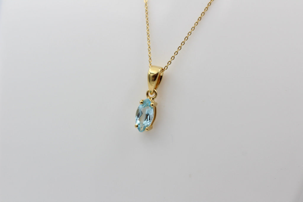 1,02 Carat Blautopas Anhänger Marquiseschliff 925 Silber vergoldet