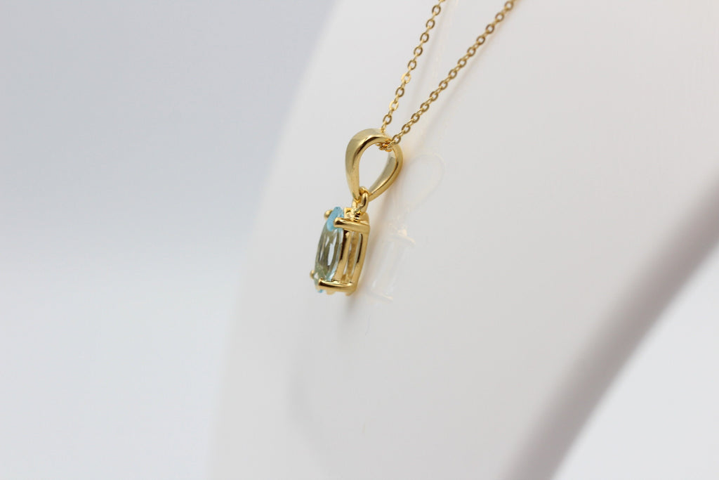 1,02 Carat Blautopas Anhänger Marquiseschliff 925 Silber vergoldet