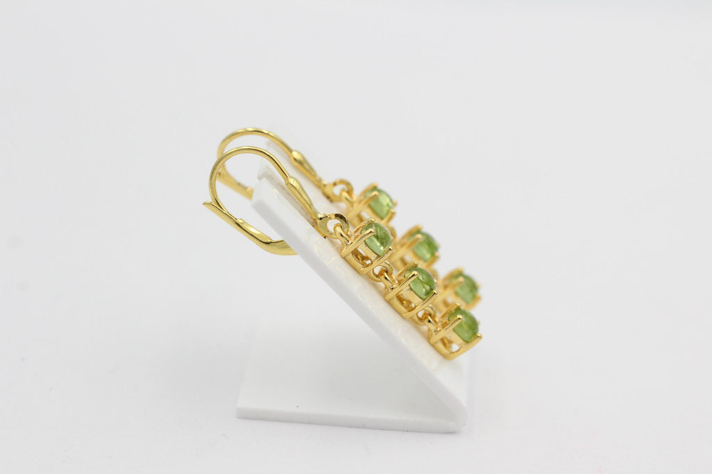 Edle 2,6 Carat Peridot Brisur 925 Silber Ohrstecker Cabochon Olivin Edelstein