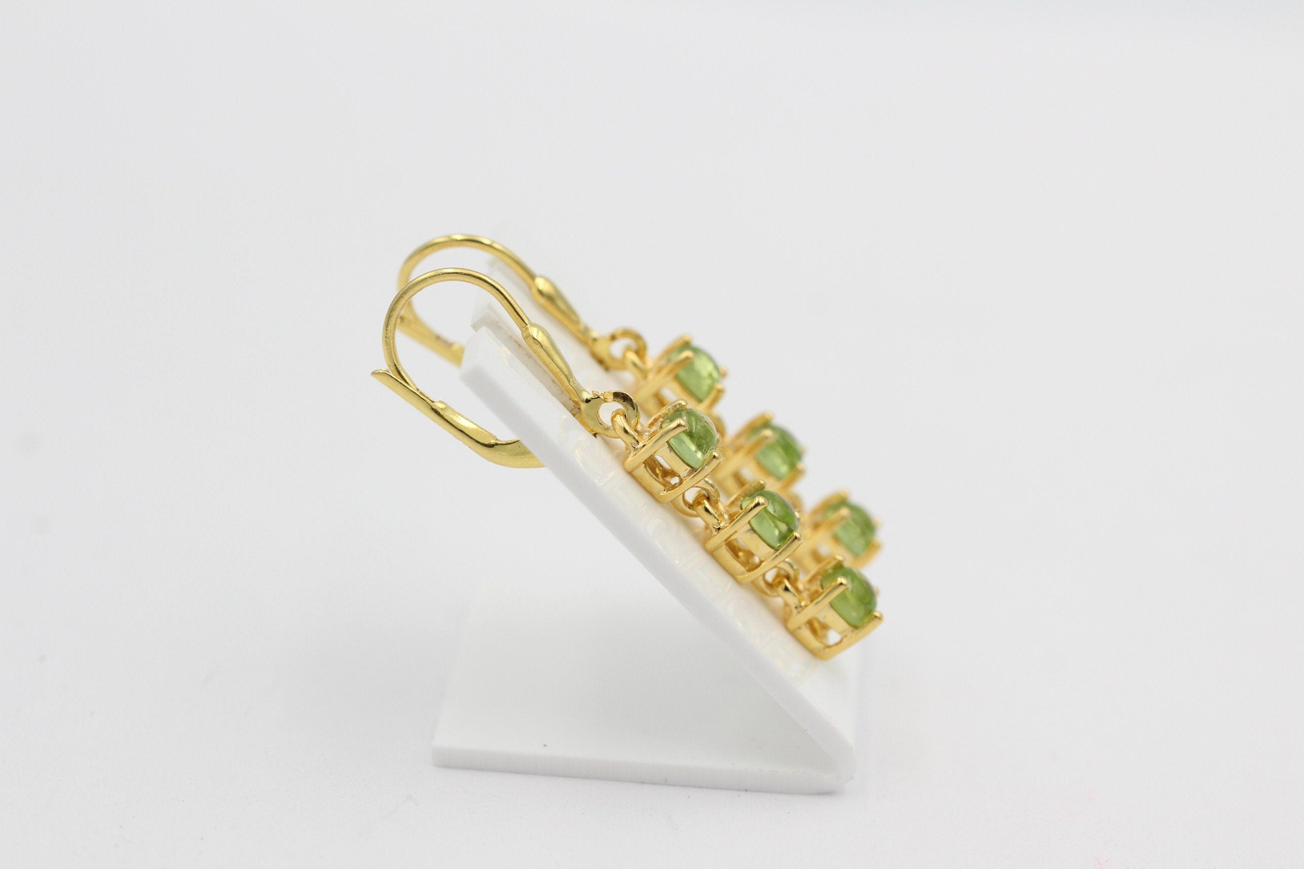 Edle 2,6 Carat Peridot Brisur 925 Silber Ohrstecker Cabochon Olivin Edelstein