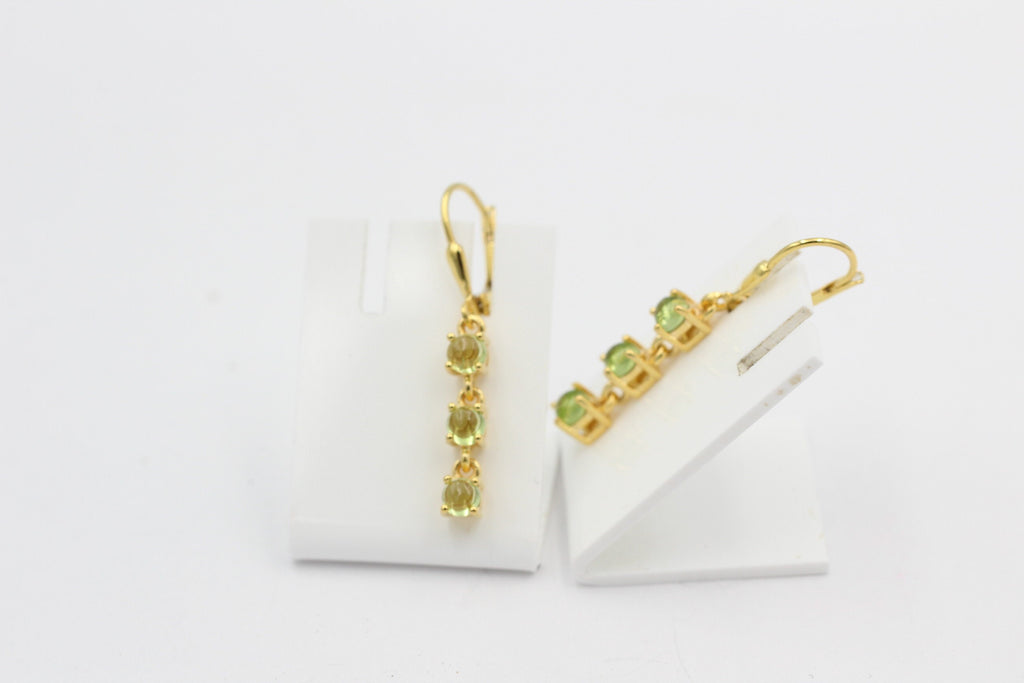 Edle 2,6 Carat Peridot Brisur 925 Silber Ohrstecker Cabochon Olivin Edelstein