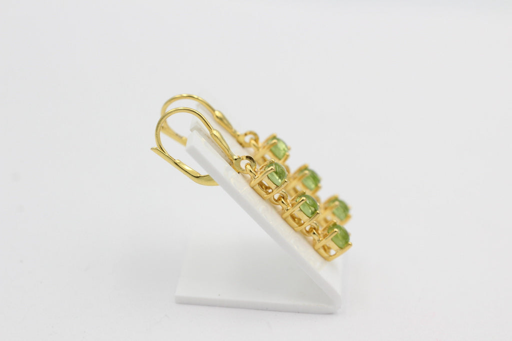 Edle 2,6 Carat Peridot Brisur 925 Silber Ohrstecker Cabochon Olivin Edelstein