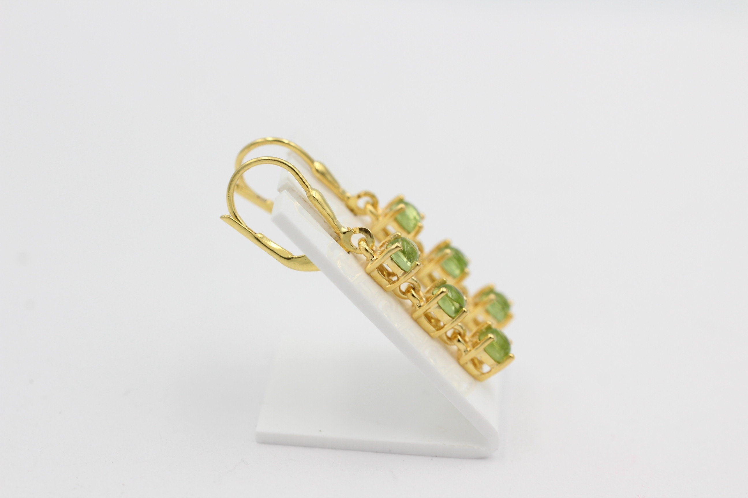 Edle 2,6 Carat Peridot Brisur 925 Silber Ohrstecker Cabochon Olivin Edelstein