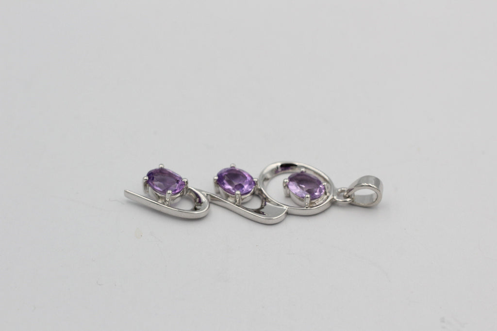 Edler 3,30 Carat stylischer Amethyst Anhänger 925 Silber violetter Edelstein Top