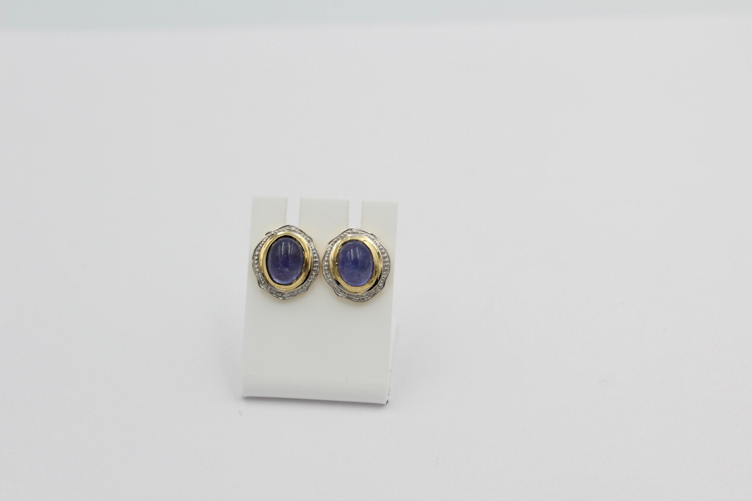 Edle 3,04 Carat Tansanit Ohrstecker Cabochon 925 Silber vergoldet Tansit Afrika
