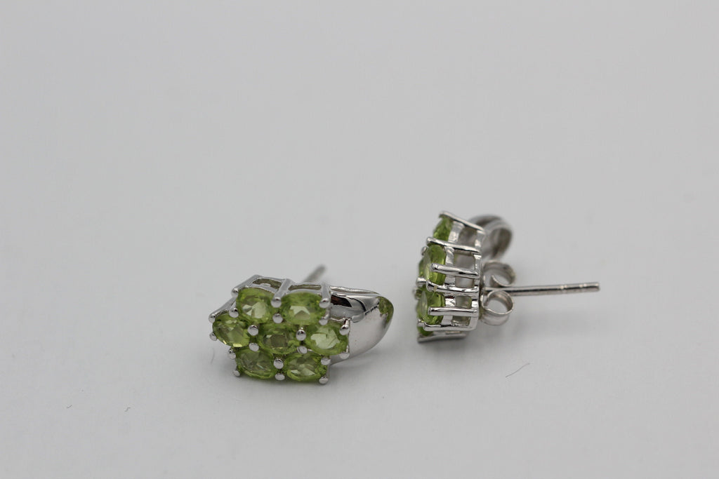 Edle 2,66 Carat Peridot Ohrstecker 925 Silber Olivin Schmuck Top Edel Edelstein
