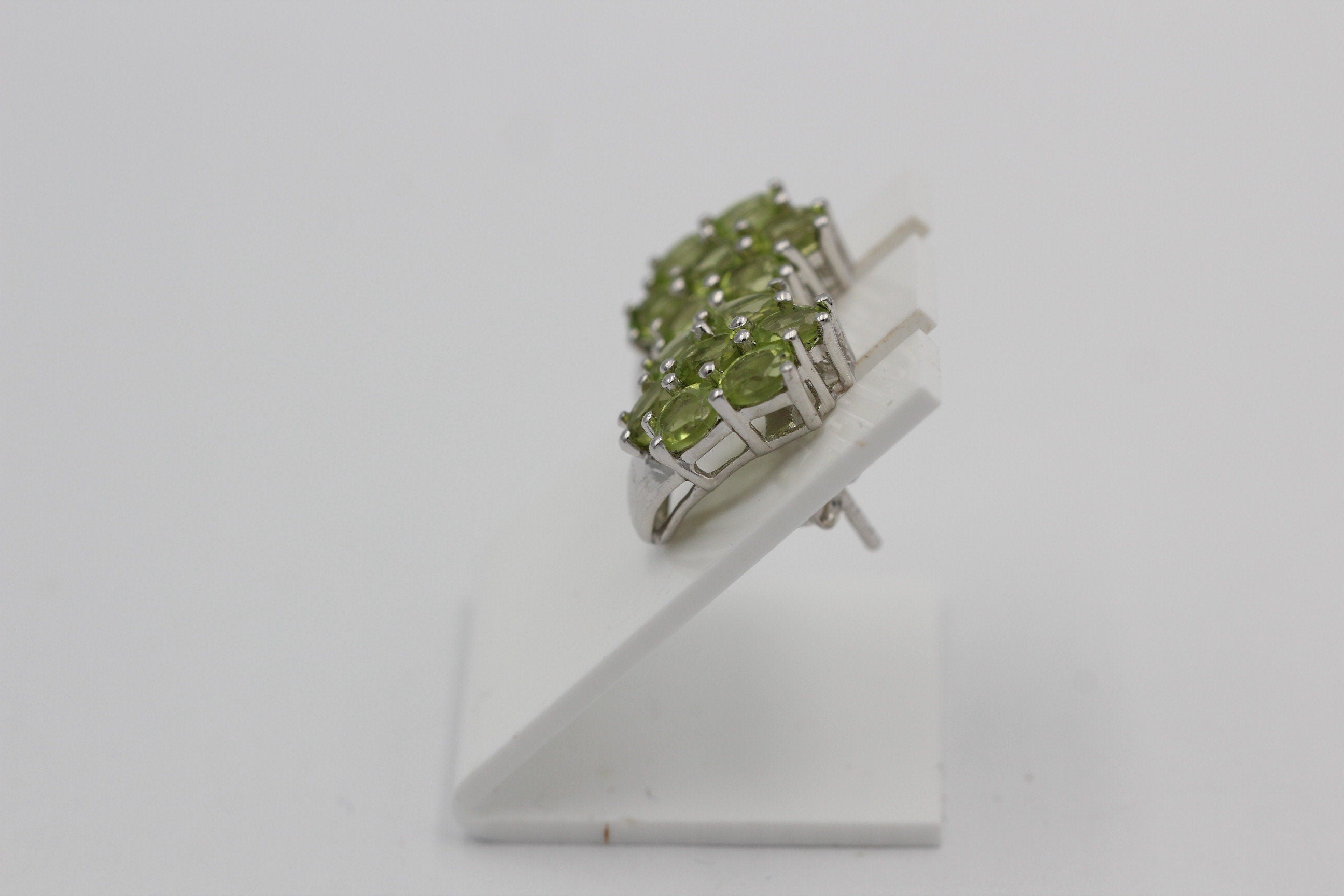 Edle 2,66 Carat Peridot Ohrstecker 925 Silber Olivin Schmuck Top Edel Edelstein