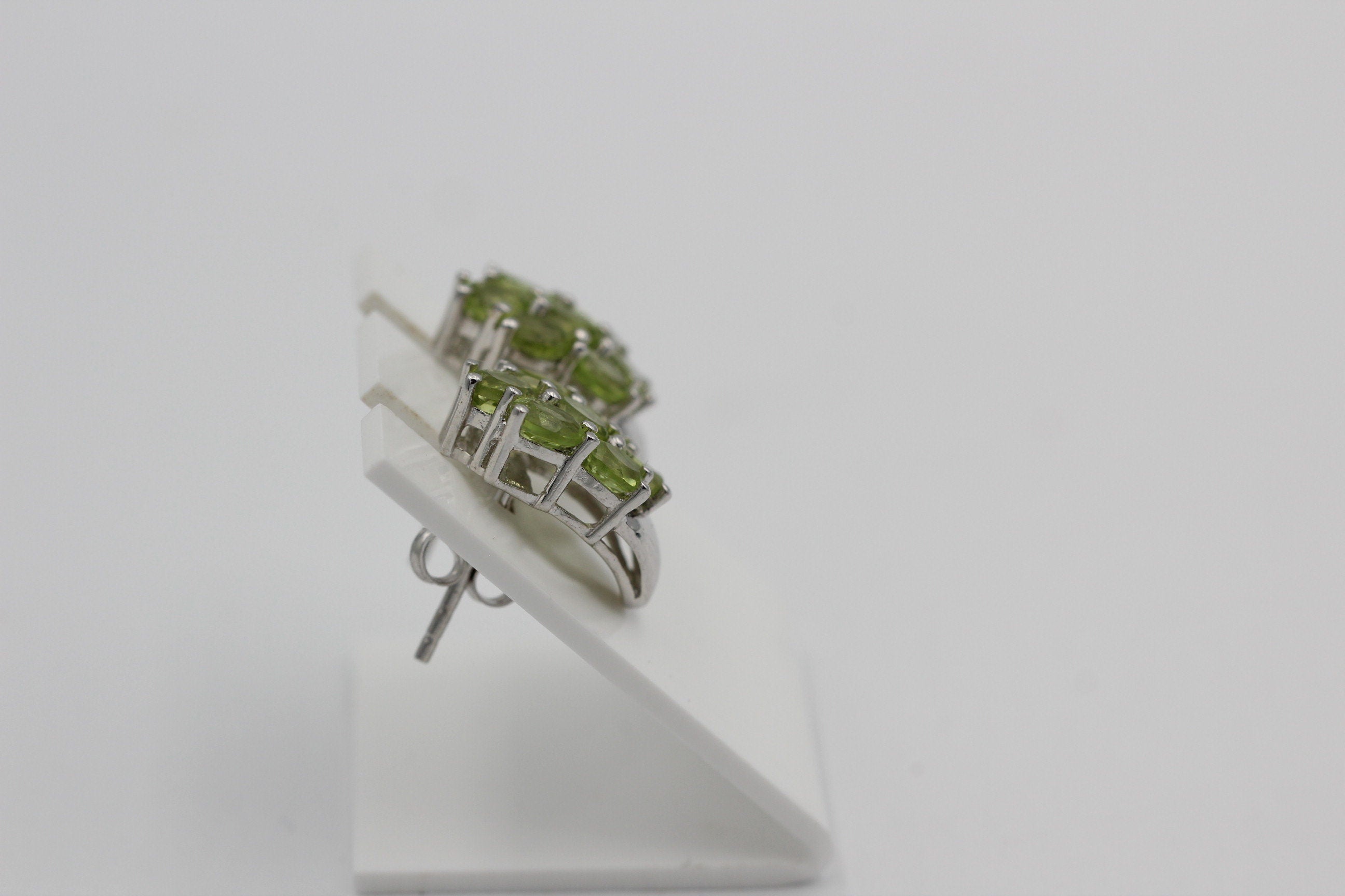 Edle 2,66 Carat Peridot Ohrstecker 925 Silber Olivin Schmuck Top Edel Edelstein