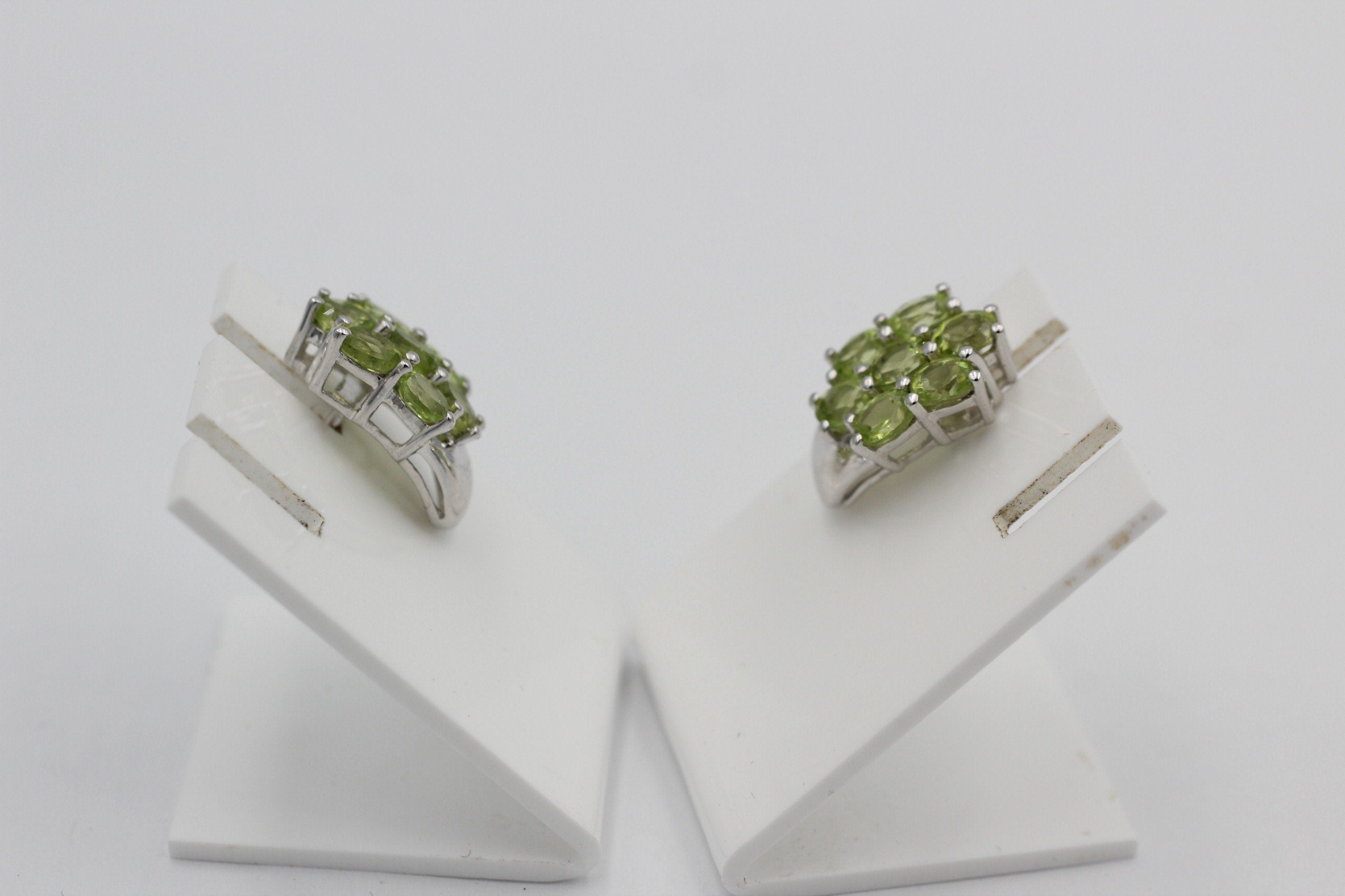 Edle 2,66 Carat Peridot Ohrstecker 925 Silber Olivin Schmuck Top Edel Edelstein