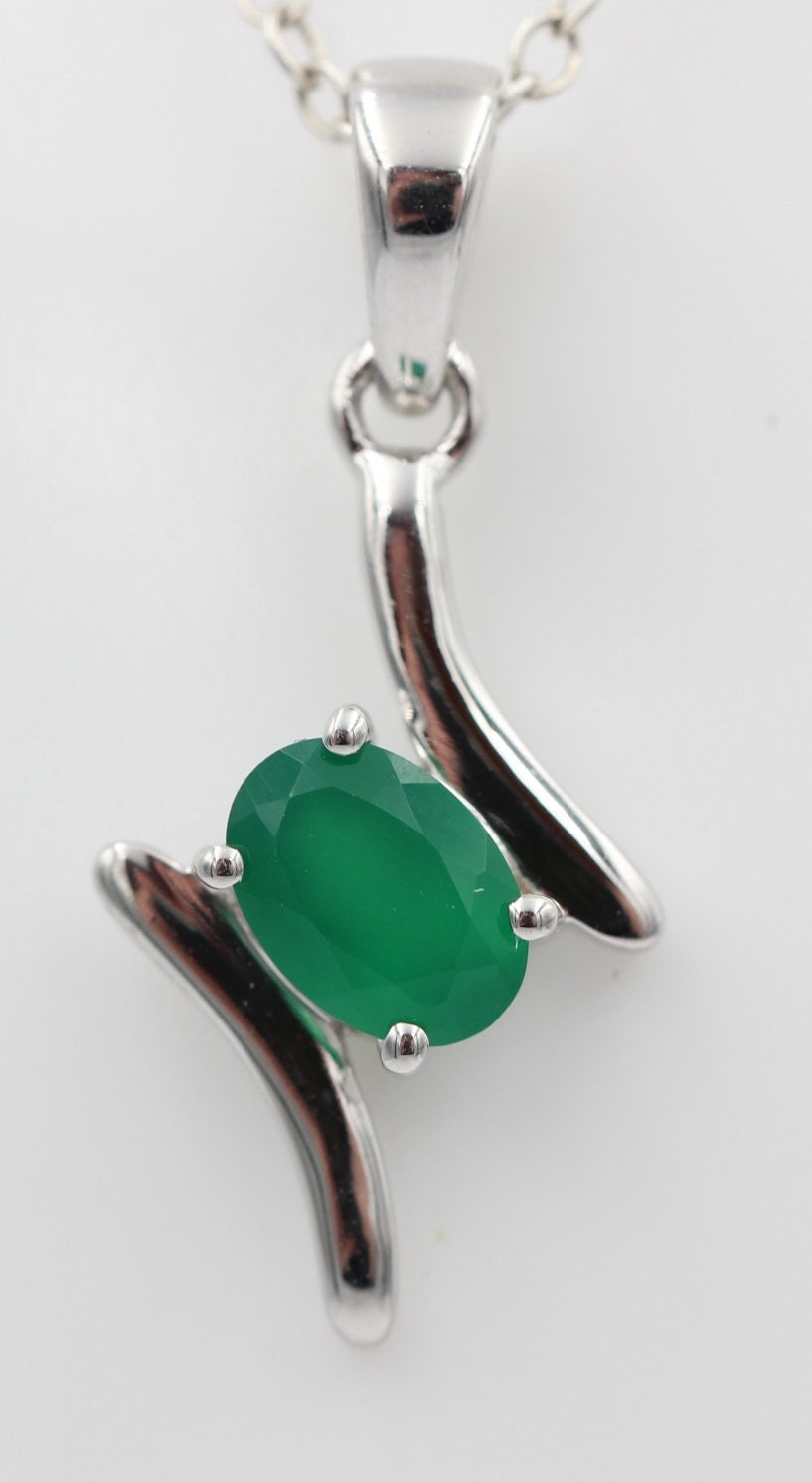 0,72 Carat grüner Onyx Anhänger 925 Silber grüner Onyx Schmuck