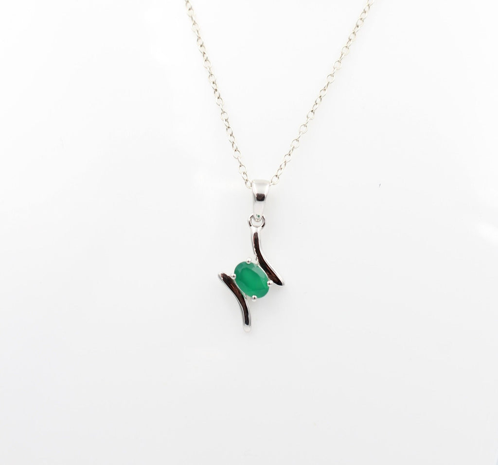 0,72 Carat grüner Onyx Anhänger 925 Silber grüner Onyx Schmuck