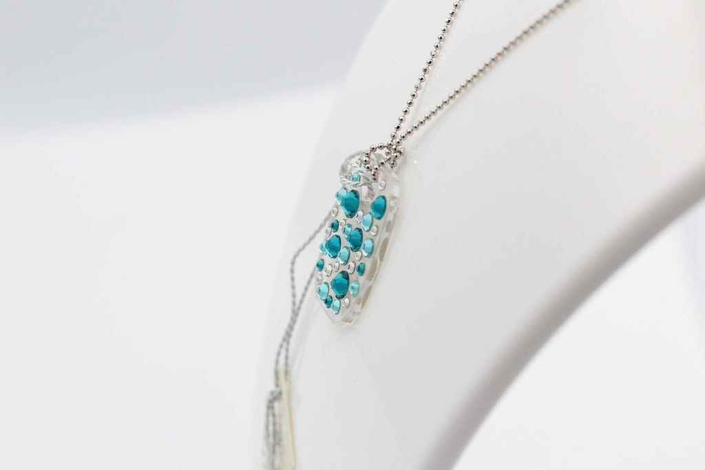 Collier Bubble mit Swarovski-Elements Blue Zircon mit 925 Silber Kette