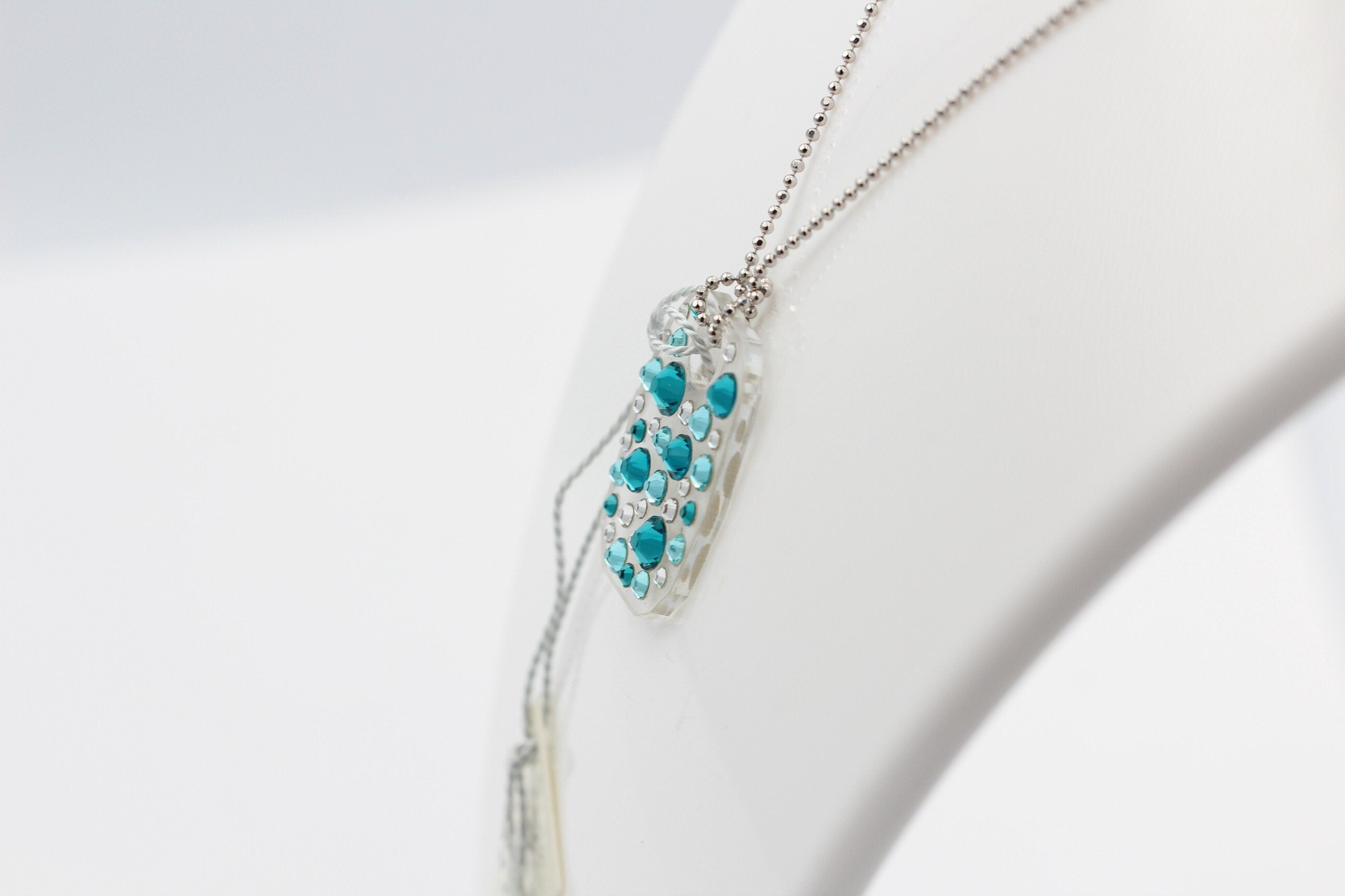 Collier Bubble mit Swarovski-Elements Blue Zircon mit 925 Silber Kette