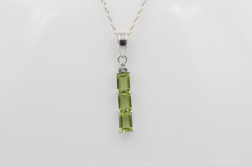 1,2 Carat Peridot Anhänger 925 Silber Collier Kette Weiatopas Topas Olivin