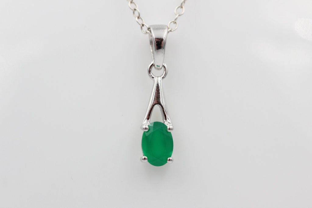 0,72  Carat grüner Onyx Anhänger 925 Silber grüner Edelstein