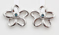 0,02 Carat blauer Diamant Blumen Ohrstecker 925 Silber I2-I3 Top Edel