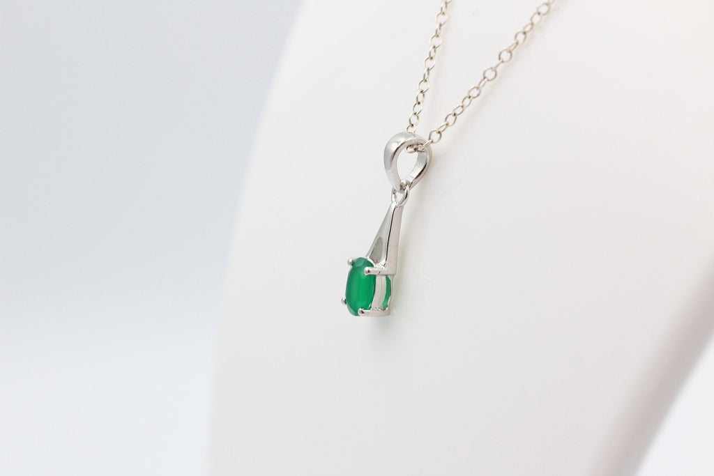 0,72  Carat grüner Onyx Anhänger 925 Silber grüner Edelstein
