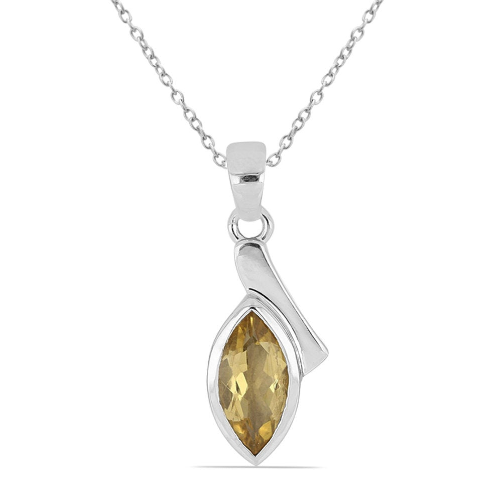 1,8 Carat gelber Citrin Anhänger 925 Silber Collier Kette