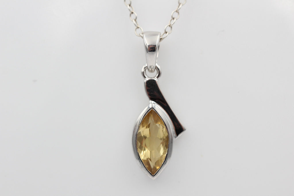 1,8 Carat gelber Citrin Anhänger 925 Silber Collier Kette