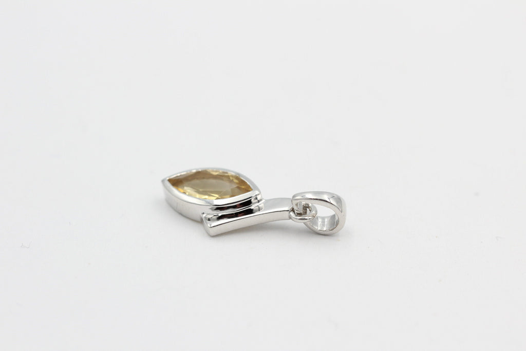 1,8 Carat gelber Citrin Anhänger 925 Silber Collier Kette