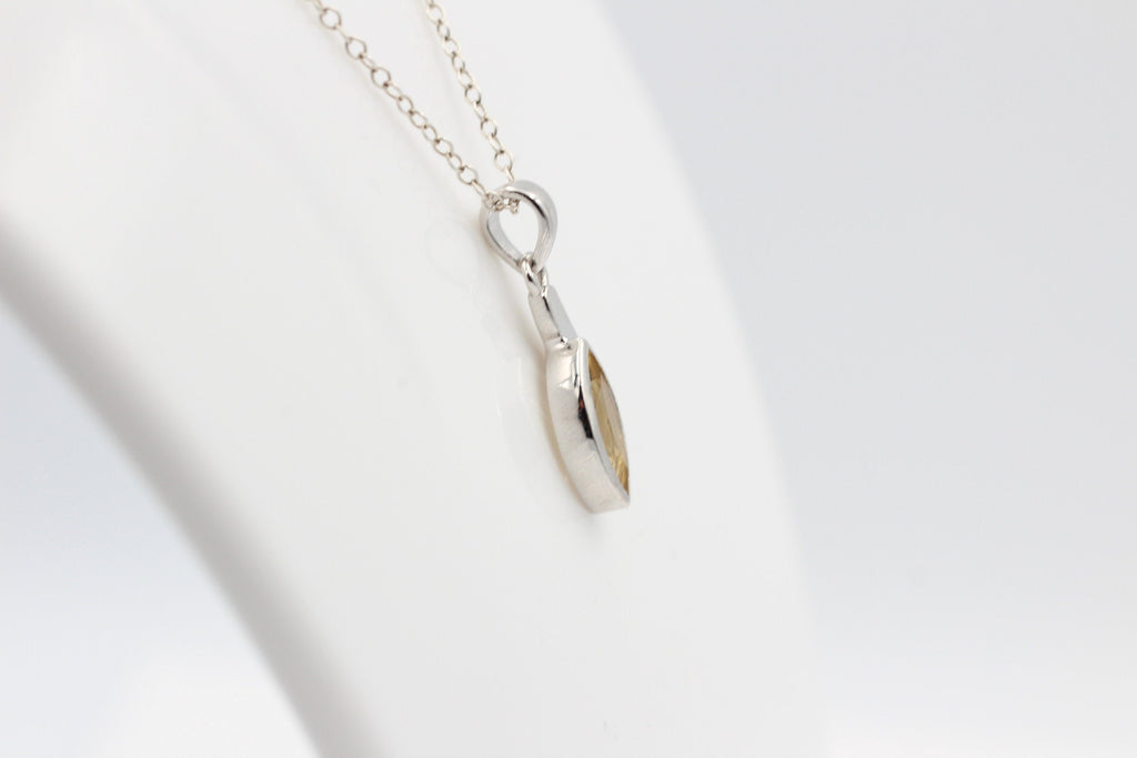 1,8 Carat gelber Citrin Anhänger 925 Silber Collier Kette