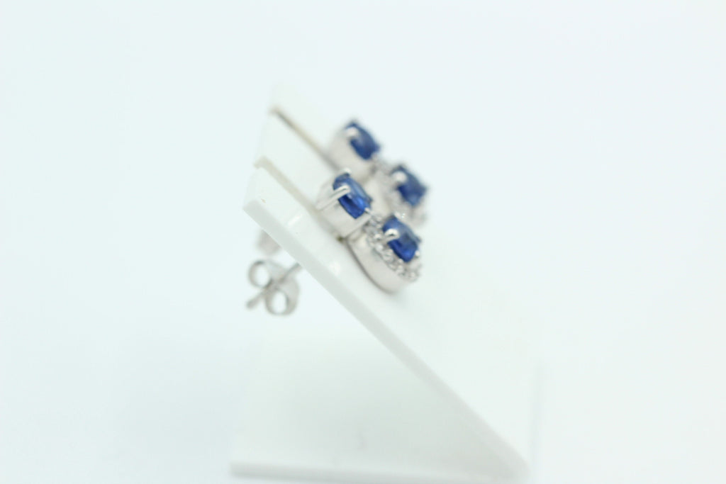 edler 2,05 Carat blauer Kyanit Ohrstecker 925 Silber mit Zirkonia Top Edel