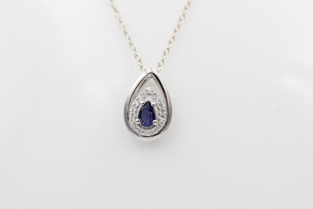 Edler 0,51 Carat Iolith Anhänger 925 Silber Luchssaphir Top