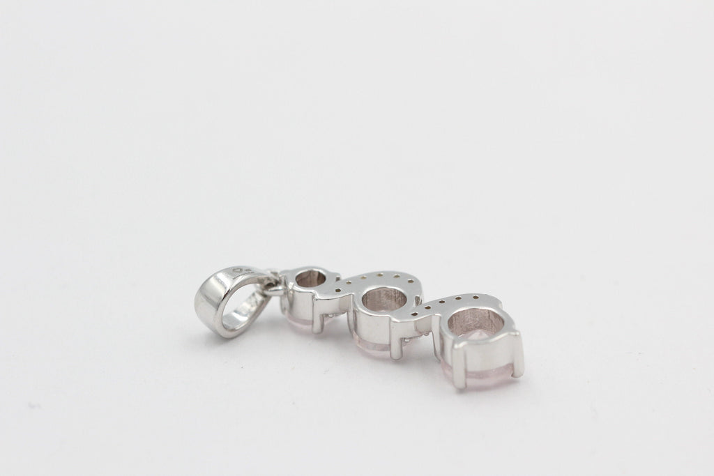 1,9 Carat edler Rosenquarz Anhänger 925 Silber Collier Kette Akzentsteine Zirkonia