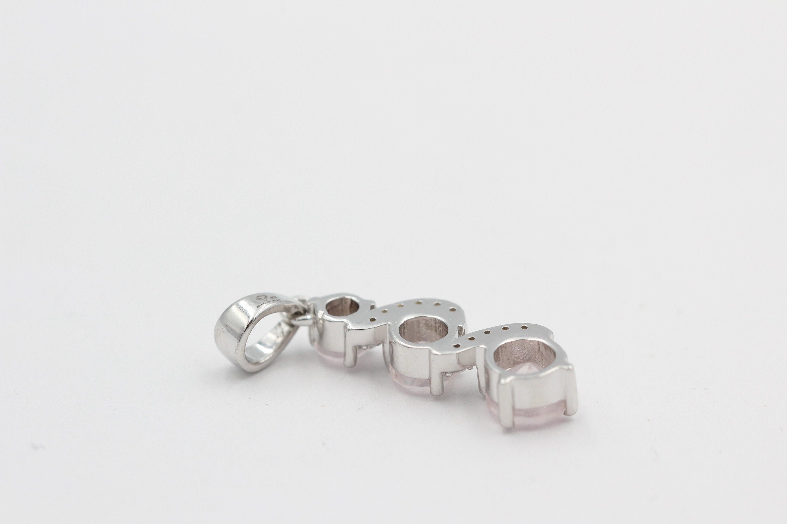 1,9 Carat edler Rosenquarz Anhänger 925 Silber Collier Kette Akzentsteine Zirkonia