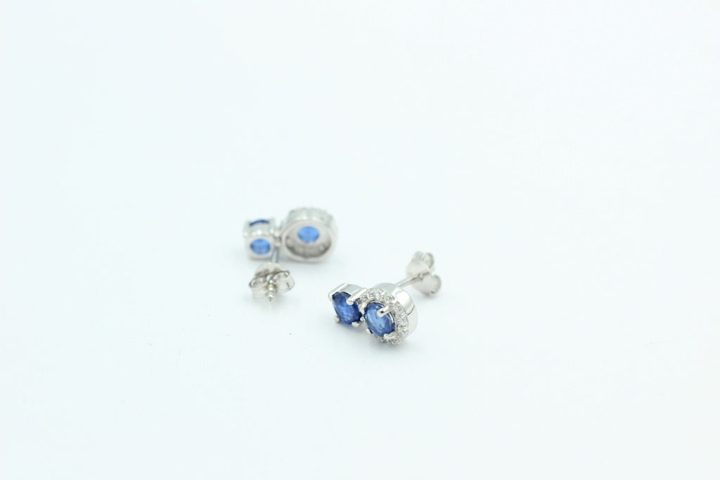 edler 2,05 Carat blauer Kyanit Ohrstecker 925 Silber mit Zirkonia Top Edel