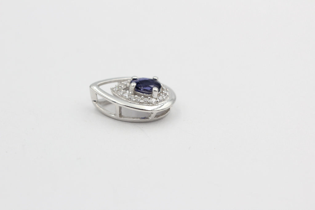 Edler 0,51 Carat Iolith Anhänger 925 Silber Luchssaphir Top