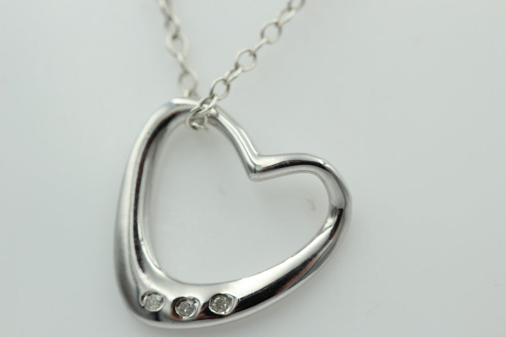 Edler 0,03 Carat weißer Diamant Herzanhänger 925 Silber Herz Collier Kette