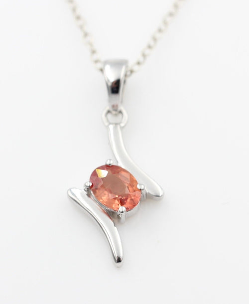 0,72 Carat orange Saphir Anhänger 925 Silber Saphiranhänger