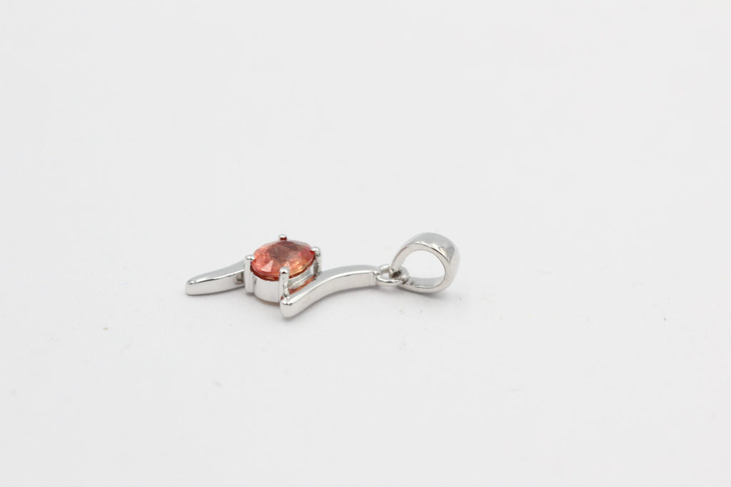0,72 Carat orange Saphir Anhänger 925 Silber Saphiranhänger