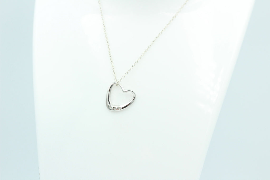Edler 0,03 Carat weißer Diamant Herzanhänger 925 Silber Herz Collier Kette