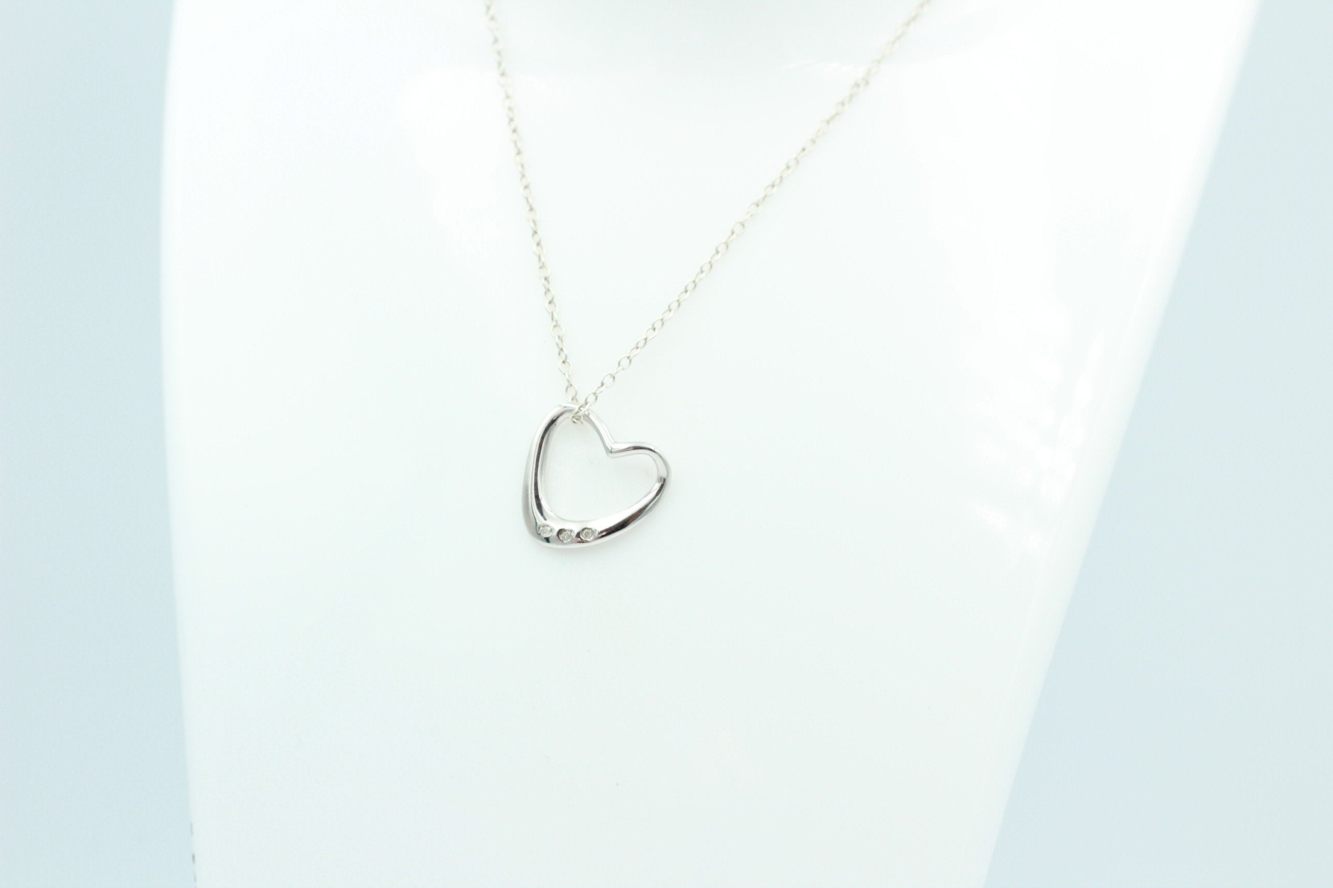 Edler 0,03 Carat weißer Diamant Herzanhänger 925 Silber Herz Collier Kette