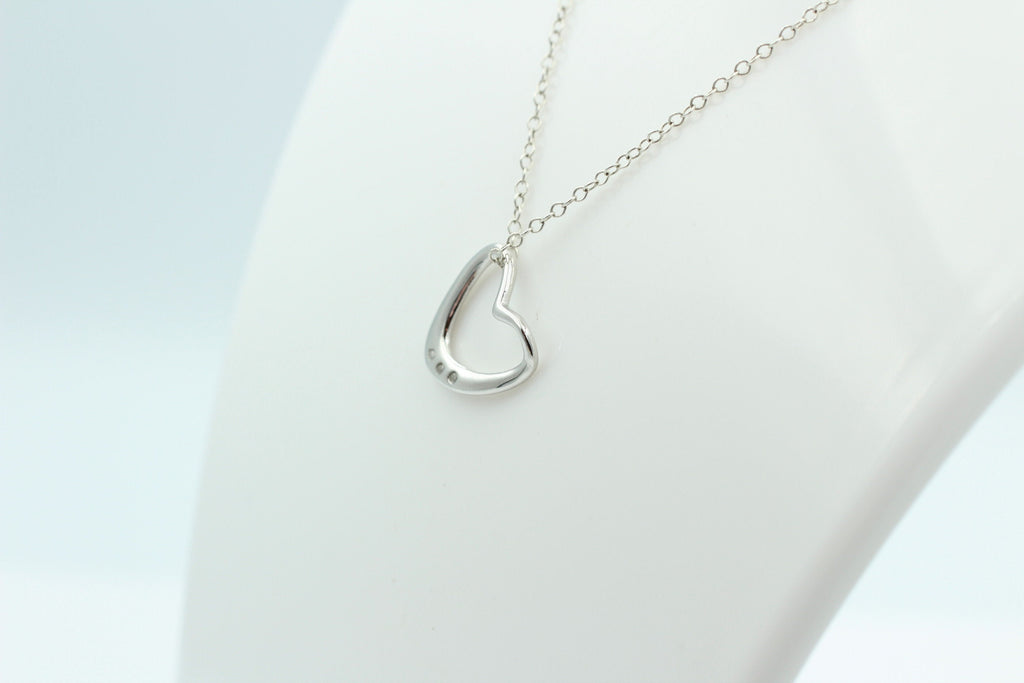 Edler 0,03 Carat weißer Diamant Herzanhänger 925 Silber Herz Collier Kette