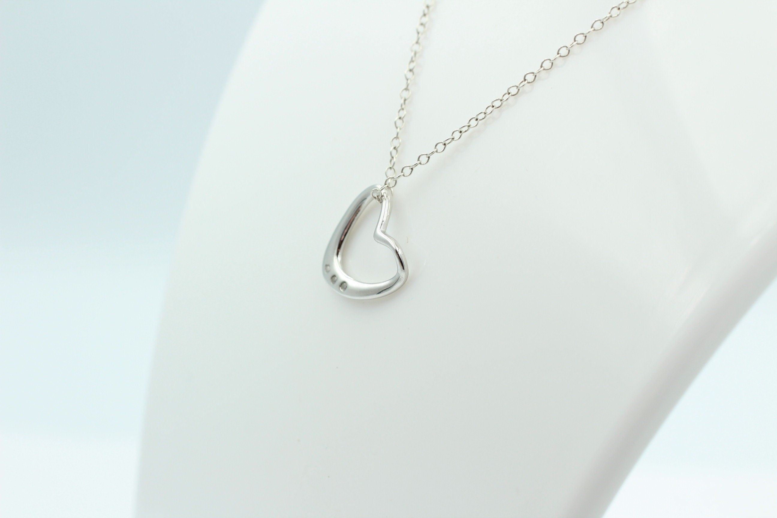 Edler 0,03 Carat weißer Diamant Herzanhänger 925 Silber Herz Collier Kette